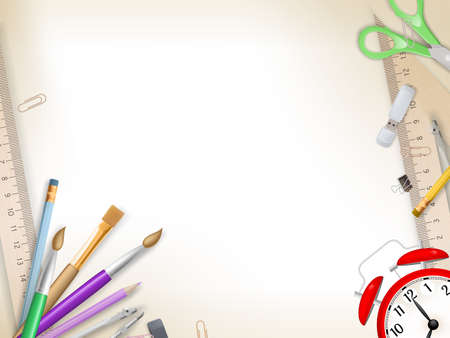 School supplies on white background ready for your design.  のイラスト素材