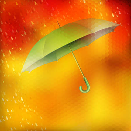 Abstract autumn illustration with umbrella and raindrops.   のイラスト素材