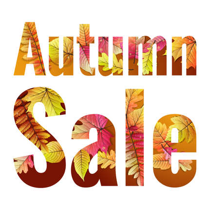 Autumn Sale. Inscription with maple leaves.   のイラスト素材