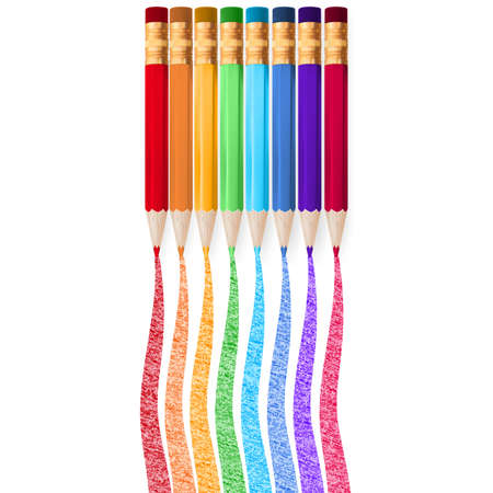 Colour pencils isolated on white background close up.  のイラスト素材