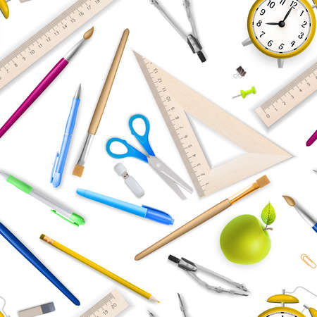 School supplies seamless pattern.  のイラスト素材