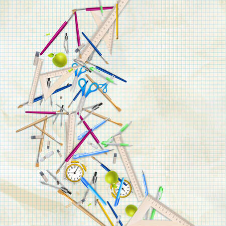 Back to school background created from school supplies.    のイラスト素材