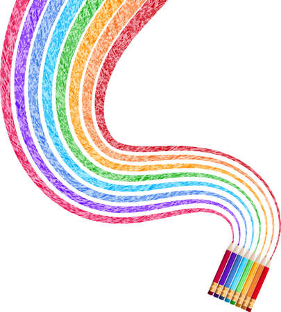 Colour pencils isolated on white background close up.   のイラスト素材