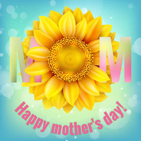 Happy Mothers Typographical Background With Sunflower. EPS 10 vector file includedのイラスト素材
