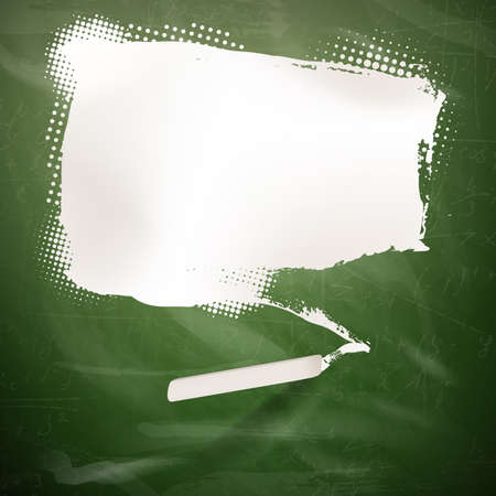 Chalked speech bubble on green school board background. EPS 10 vector file includedのイラスト素材
