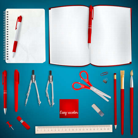 Set of Colored school supplies background. EPS 10 vector file includedのイラスト素材