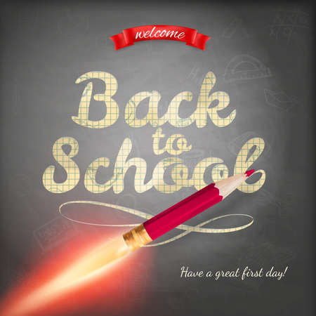 Smart education. Rocket ship launch with pencil. EPS 10 vector file includedのイラスト素材