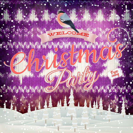 New Year christmas decoration. Christmas template against knitted background. Illustration for new years day, christmas, winter holiday, new years eve, silvester, etc. EPS 10 vector file includedのイラスト素材