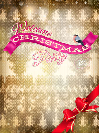 New Year christmas decoration. Christmas template against knitted background. Illustration for new years day, christmas, winter holiday, new years eve, silvester, etc. EPS 10 vector file includedのイラスト素材