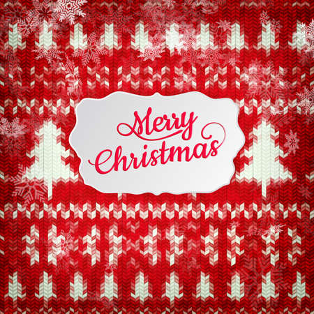 New Year christmas decoration. Christmas template against knitted background. Illustration for new years day, christmas, winter holiday, new years eve, silvester, etc. EPS 10 vector file includedのイラスト素材