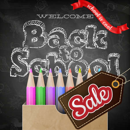 Back to school sale poster with text on chalkboard. EPS 10 vector file includedのイラスト素材