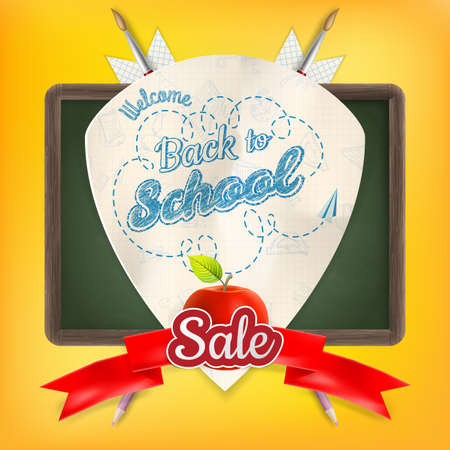Back to School design sale background. Illustration for greeting card, promotion, poster, flier, blog, article, social media, marketing. EPS 10 vector file includedのイラスト素材