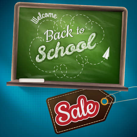 Back to school sale on the chalkboard. EPS 10 vector file includedのイラスト素材