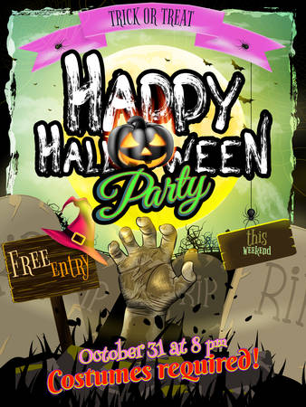 Halloween Zombie Party Poster. EPS 10 vector file includedのイラスト素材