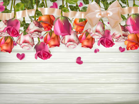 Valentines day card - Roses with ribbon. EPS 10 vector file includedのイラスト素材