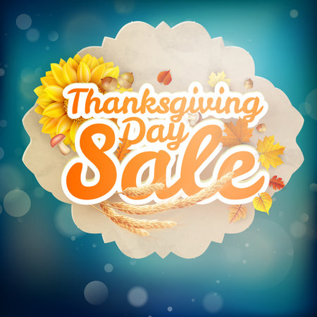 Thanksgiving Day sale headline template. EPS 10 vector file includedのイラスト素材