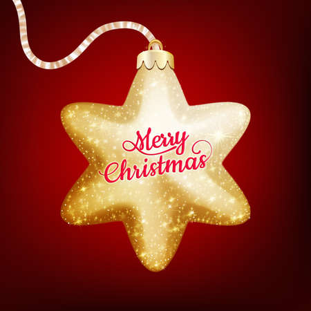 Christmas decoration, holiday background with golden star - postcard with a twinkling gold star. EPS 10 vector file includedのイラスト素材