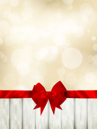 Red ribbon bow with bokeh, Christmas decoration. EPS 10 vector file includedのイラスト素材
