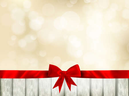 Red ribbon bow with bokeh, Christmas decoration. EPS 10 vector file includedのイラスト素材