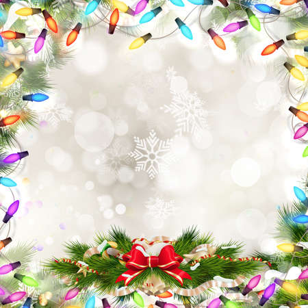 Christmas Fir Tree Border over Vintage background. EPS 10 vector file includedのイラスト素材