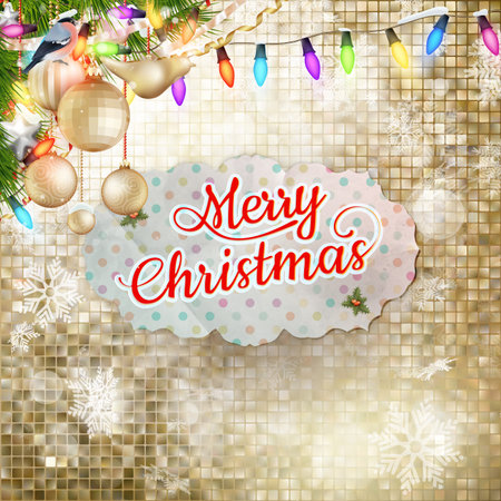 Elegant christmas background with golden baubles. EPS 10 vector file includedのイラスト素材