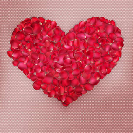 Background with heart and red and roses petals. EPS 10 vector file includedのイラスト素材