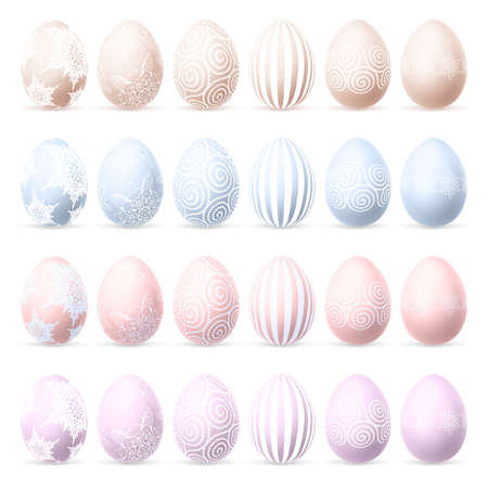 Set of realistic eggs isolated on white background. Easter collection.   vector file includedのイラスト素材