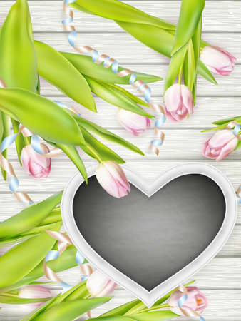 Valentines day blackboard with flowers.  vector file includedのイラスト素材