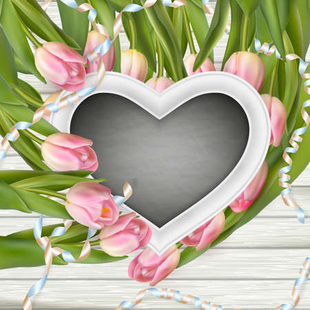 Beautiful bouquet of flowers on wood background. Spring family holiday concept. vector file includedのイラスト素材