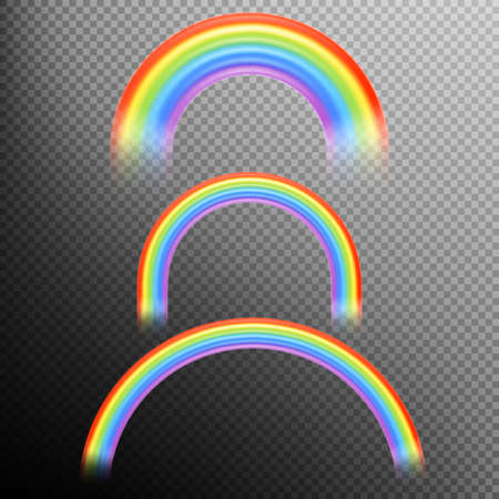 Rainbows in different shape realistic set on transparent background. EPS 10 vector file includedのイラスト素材