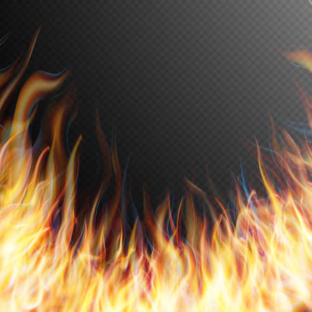 Burning fire flame on transparent background. Special effects. Translucent elements. Transparency grid. EPS 10 vector file includedのイラスト素材