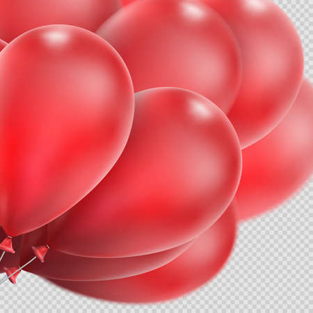 Holiday illustration of flying realistic glossy balloons, isolated on transparent background.vector file includedのイラスト素材