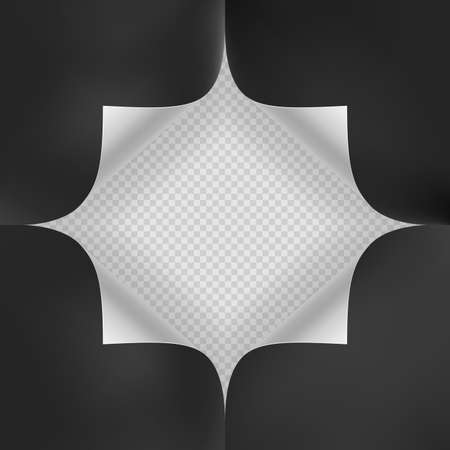 Hole in a black sheet of paper with space for text and shadow.のイラスト素材