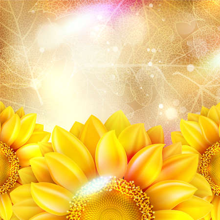 Beautiful autumn background with sun.のイラスト素材