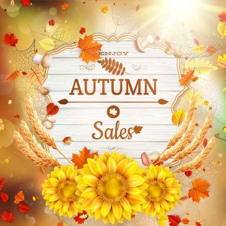 Background on a theme of autumn. Sale. EPS 10 vector file includedのイラスト素材