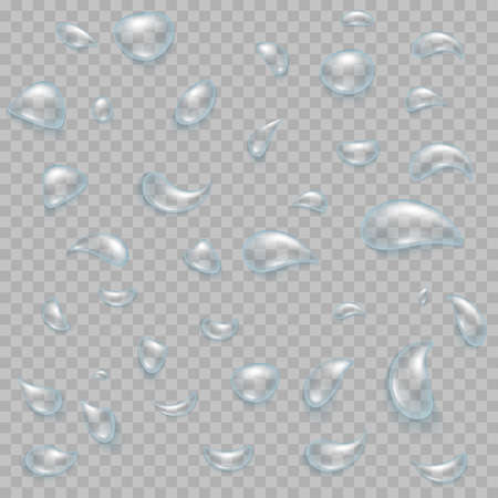 Transparent water drop on light gray background. EPS 10 vector file includedのイラスト素材