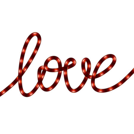 Red Neon Love SIgn on White Background. EPS 10 vector file includedのイラスト素材