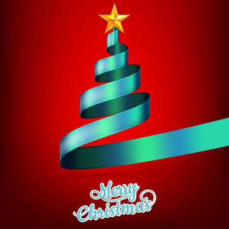 Christmas tree from blue ribbon and star. EPS 10 vector file includedのイラスト素材