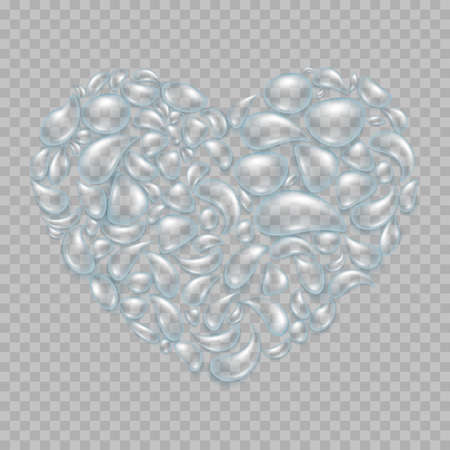 Heart from water drops isolated on transparent background. EPS 10 vector file includedのイラスト素材