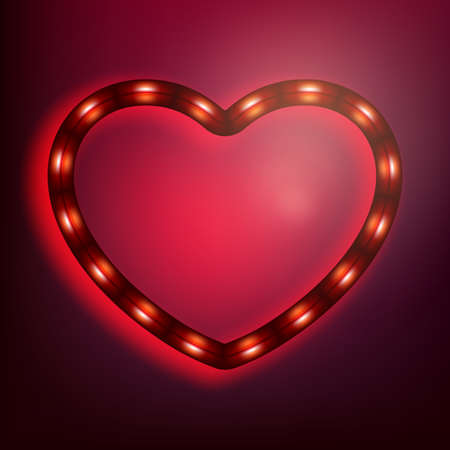 Neon glowing heart on red background. EPS 10 vector file includedのイラスト素材