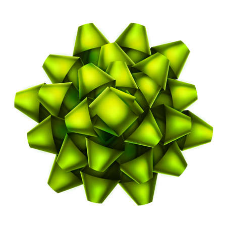 Green bow top view isolated on white background. EPS 10 vector file includedのイラスト素材