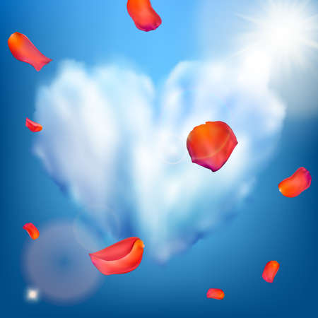 Wedding invitation card falling rose petals background. EPS 10 vector file includedのイラスト素材