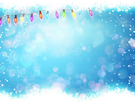 Christmas Background with Lights and Snowflakes. New Year Wallpaper.のイラスト素材