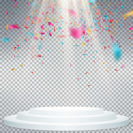 Winner podium confetti with light rays. EPS 10のイラスト素材
