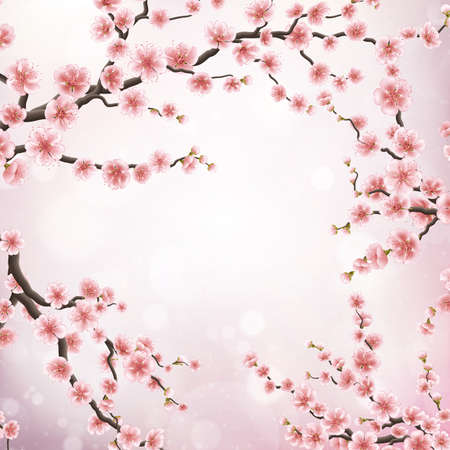 Realistic japan cherry branch. EPS 10のイラスト素材