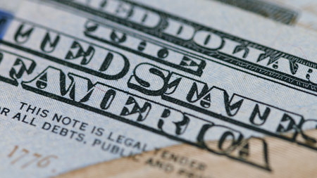 This is a macro shot that vividly showcases the intricate features of a hundred dollar billの写真素材