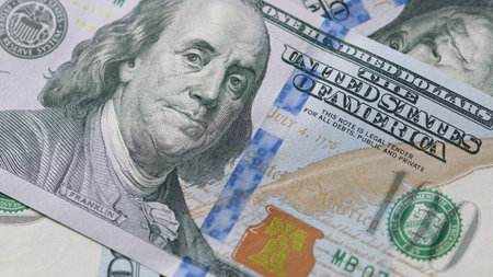 Detailed CloseUp Image of United States One Hundred Dollar Bills Showing Intricate Design Features