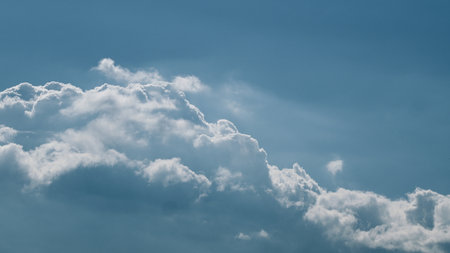 Stunning Cloudscape with Soft and Serene Blue Sky, Evoking a Sense of Calm and Peacefulness Time lapse.の写真素材