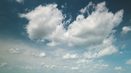 Time lapse. A Beautiful Cloudy Sky Featuring Soft and Airy White Clouds That Capture Our Attention