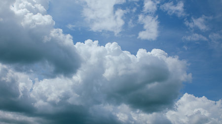 Vibrant and Colorful Cloudscape Under a Gorgeous Clear Blue Sky, Full of Life and Light